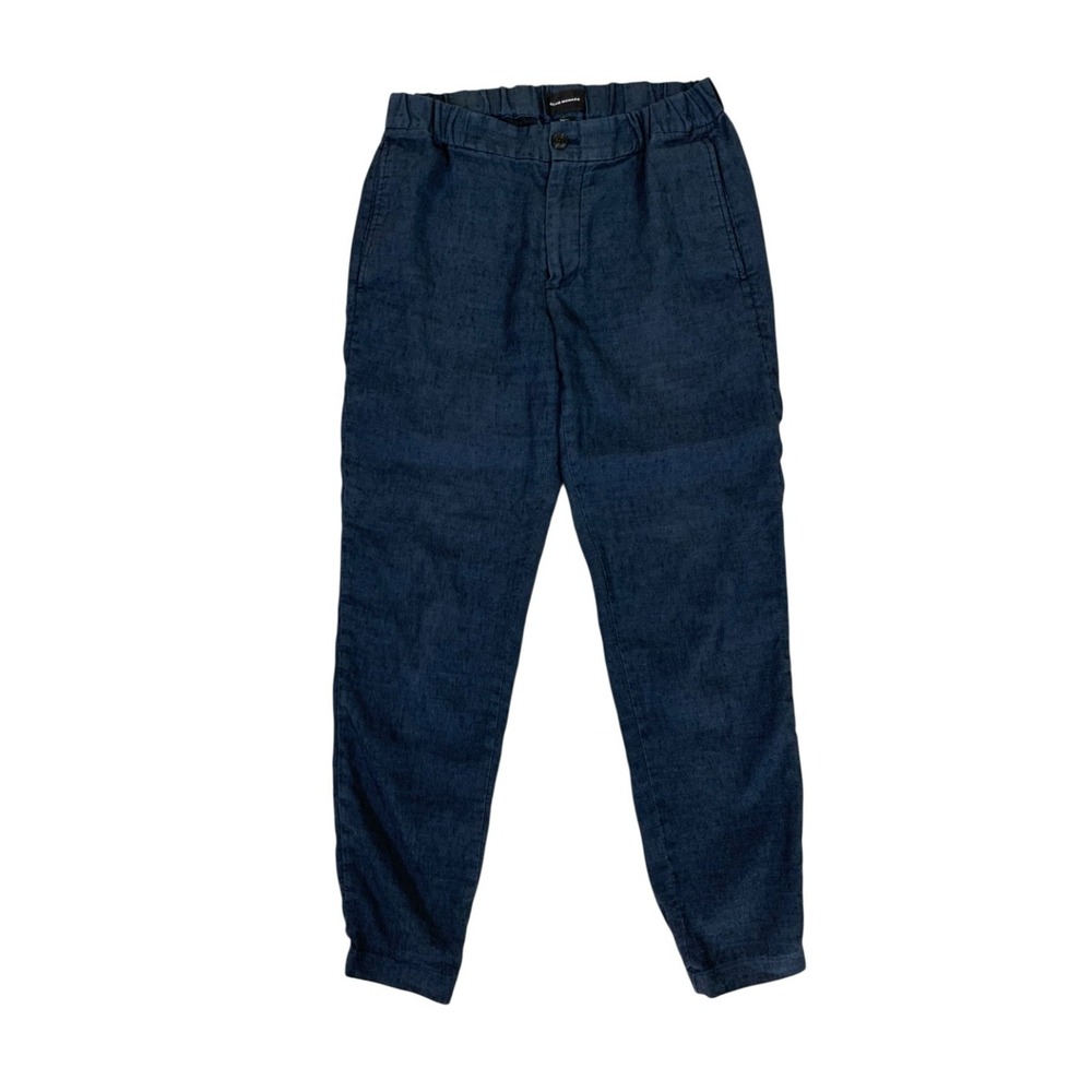 Club Monaco Womens S Navy Blue Linen Blend Drawstring Jogger Pants